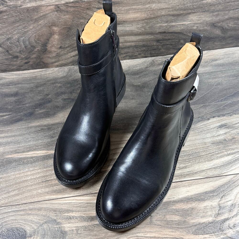 NIB Sam Edelman Nolynn 8M Black Leather Buckle Short Riding Ankle Boots Booties - Picture 6 of 12